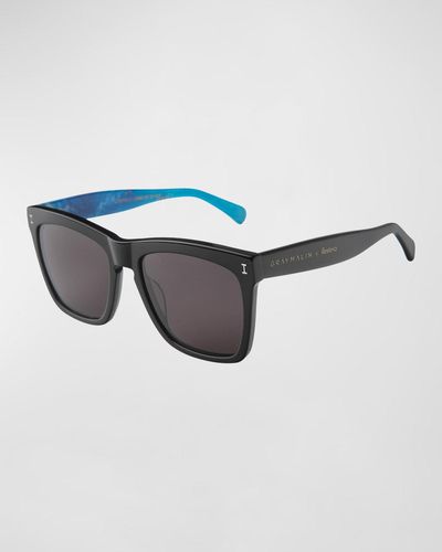 Illesteva X Malin Los Feliz Square Acetate Sunglasses - Blue