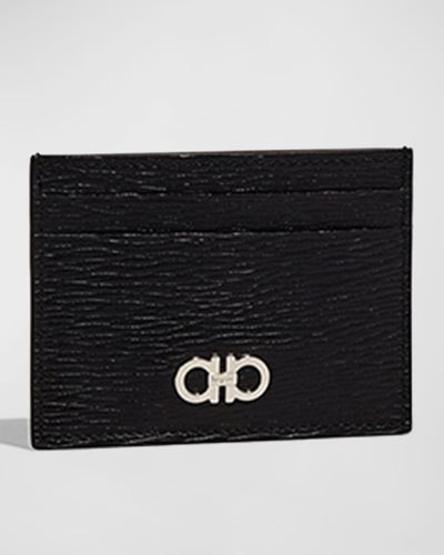 Ferragamo Gancini Leather Card Holder - Black
