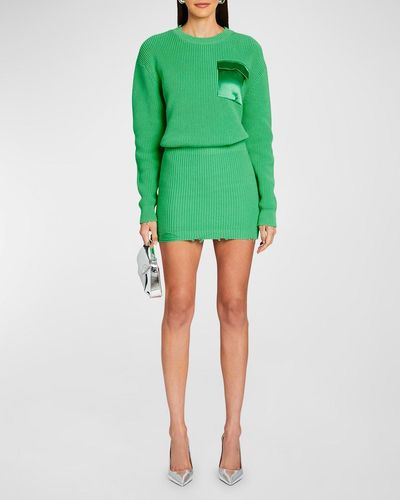 SER.O.YA Daniella Distressed Sweater Dress - Green