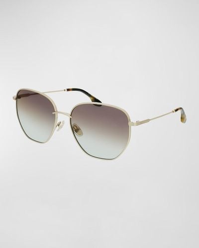 Victoria Beckham Geometric Square Metal Sunglasses - White