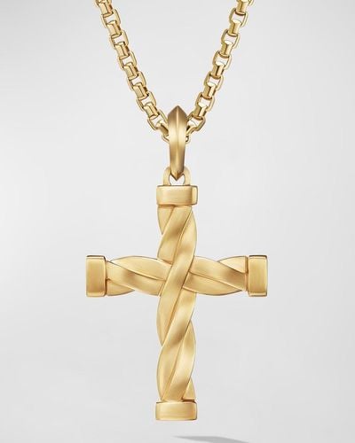 David Yurman Dy Helios Cross Pendant In 18k Gold, 48mm - Metallic