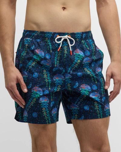 Swims Medusa Jellyfish-Print Swim Shorts - Blue