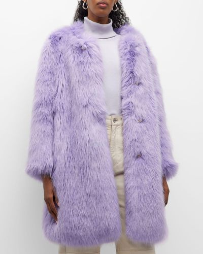 Alabama Muse Jones Faux Fur Long Coat - Purple