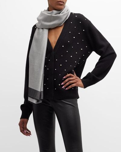 Givenchy Jacquard Logo Silk-Wool Shawl - Black