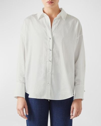 LK Bennett Beatrice Button-Down Cotton Shirt - White