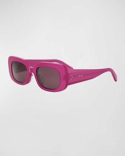 Celine Bold 3 Dots Acetate Rectangle Sunglasses - Pink