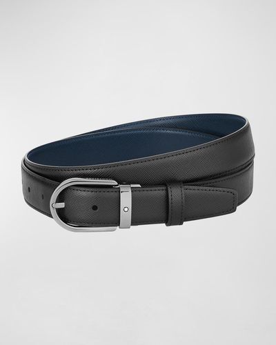 Montblanc Reversible Leather Buckle Belt - Blue