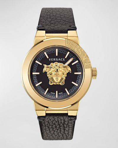 Versace Medusa Infinite Leather Strap Watch, 47Mm - Metallic