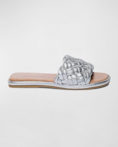 Bernardo Metallic Braid Flat Slide Sandals - White