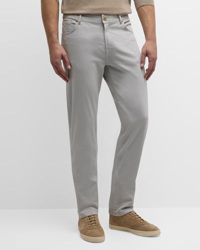 Marco Pescarolo Classic Bull Denim 5-Pocket Pants - Gray