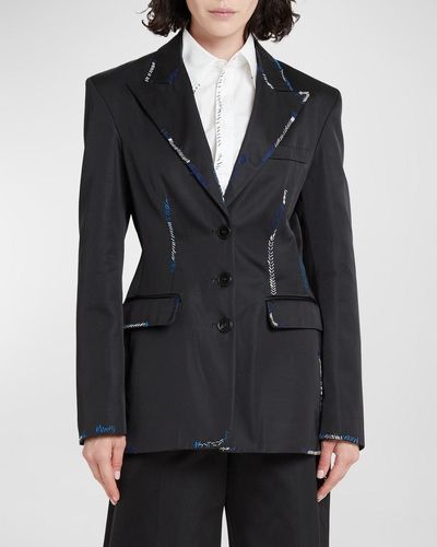 Marni Tuxedo Jacket With Beaded Embroidery - Black