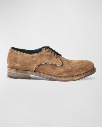 Jo Ghost Washed Suede & Python Derby Shoes - Natural