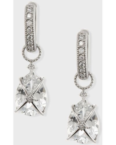 Jude Frances Tiny Crisscross Wrapped White Topaz Earring Charms With Diamonds