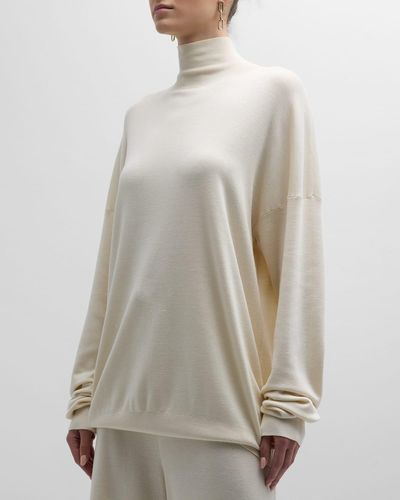 The Row Diye Silk-Cotton Turtleneck Sweater - White