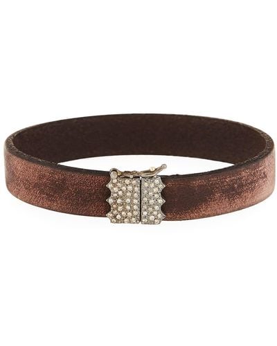 Armenta New World Diamond & Leather Bracelet - Brown