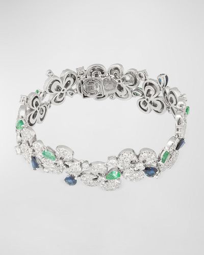 Miseno 18k White Gold Ischia Diamond, Emerald, And Sapphire Bracelet - Metallic