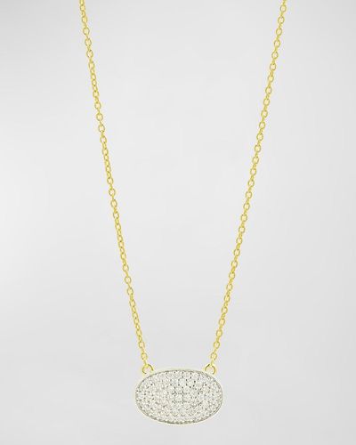 Freida Rothman Pave Oval Pendant Necklace - White