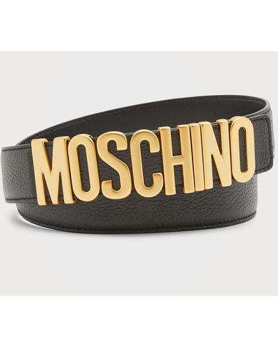 Moschino Leather Logo Buckle Belt - Metallic