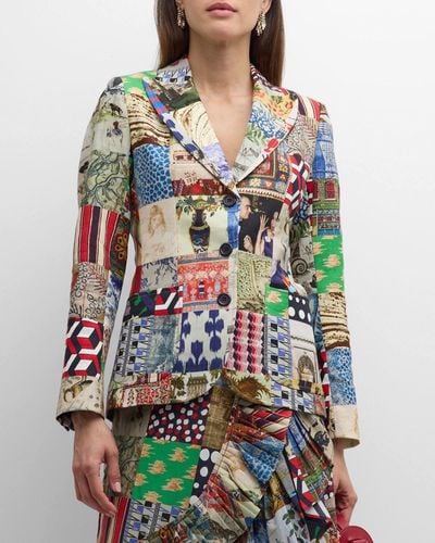 Libertine Bloomsbury Collage Printed Blazer Jacket - Multicolor