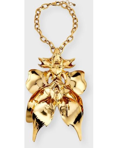Alexander McQueen Oversized Orchid Necklace - Metallic