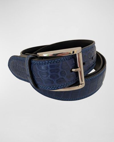 Zambezi Grace Crocodile Leather Dress Belt - Blue