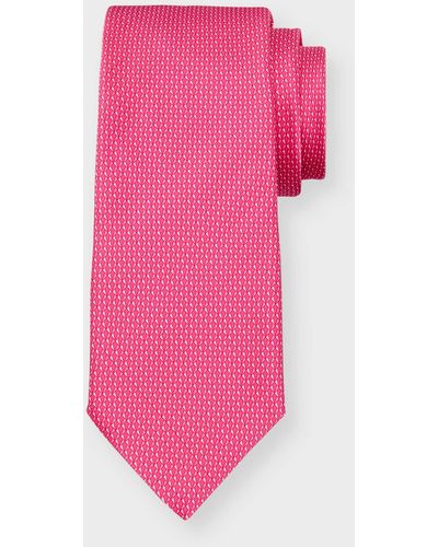 Canali Micro-Geometric Silk Jacquard Tie - Pink
