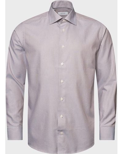 Eton Contemporary Fit Houndstooth Cotton Tencel Shirt - Purple