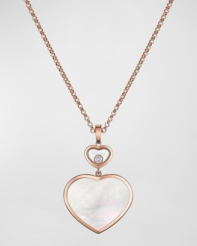 Chopard Happy Hearts 18k Rose Gold & Mother-of-pearl Necklace - White