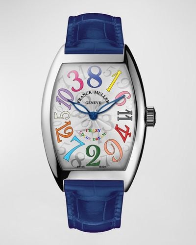 Franck Muller Crazy Hours Color Dreams Automatic Watch With Alligator Strap - Blue