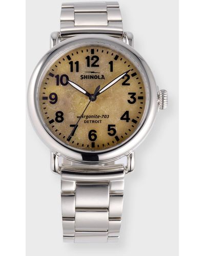 Shinola Runwell Stone-Dial Bracelet Watch, 41Mm - Metallic