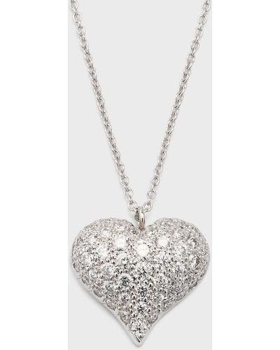 NM Estate Estate Platinum 63 Diamond Puff Heart Pendant Necklace - White