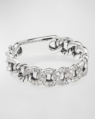 David Yurman Belmont Narrow Curb Link Ring With Diamonds - Metallic