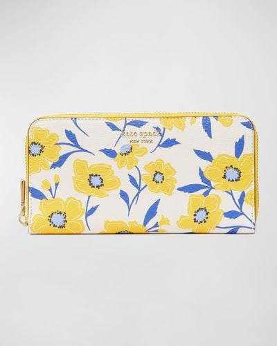 Kate Spade Morgan Sunshine Floral Printed Continental Wallet - Blue
