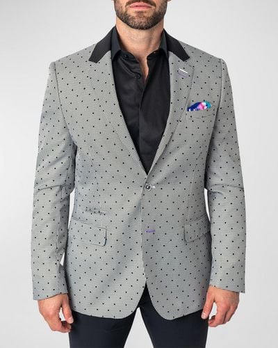 Maceoo Socrates Dotted Houndstooth Blazer - Gray