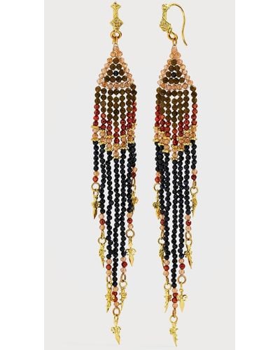 Armenta 18K Beaded Feather Earrings With Shaded Sapphires, Garnet, Labradorite And Zircon - White
