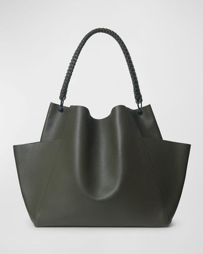 Callista Grained Leather Shoulder Bag - Black