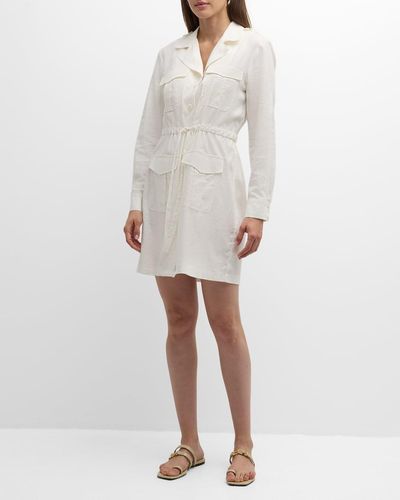 Trina Turk Tasha Patch Pocket Button-Front Mini Dress - White