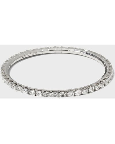 EXTENSIBLE Stretch Emerald Diamond Tennis Bracelet, 8.74Tcw - White
