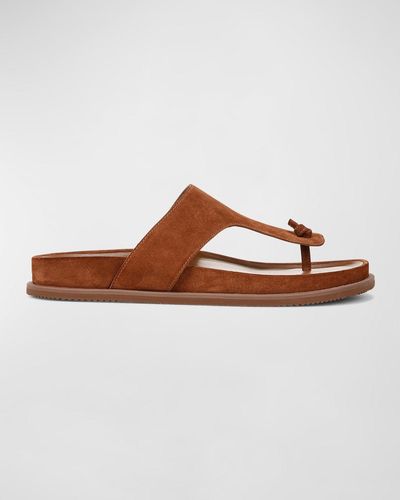 Vince Diego Suede Thong Sandals - Brown
