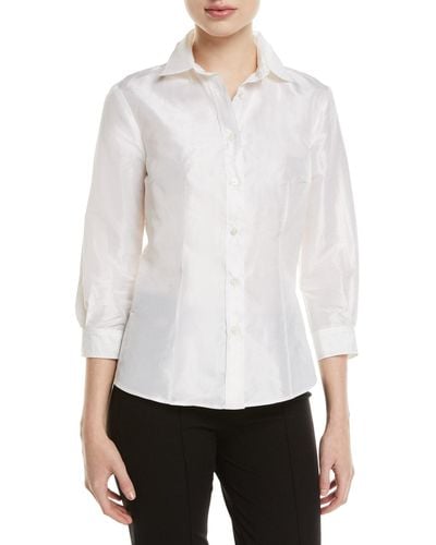 Carolina Herrera Taffeta Button-Front Shirt - White