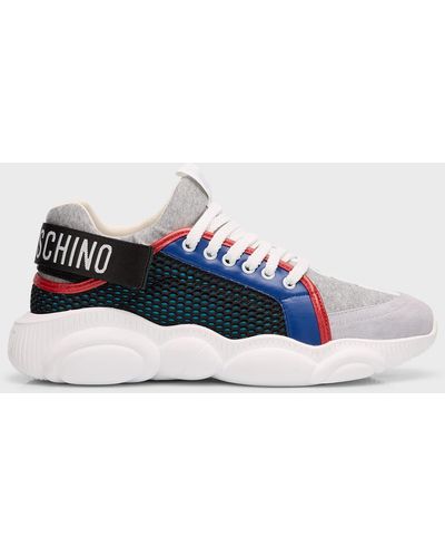 Moschino Teddy Fashion Sneakers With Strap - Blue