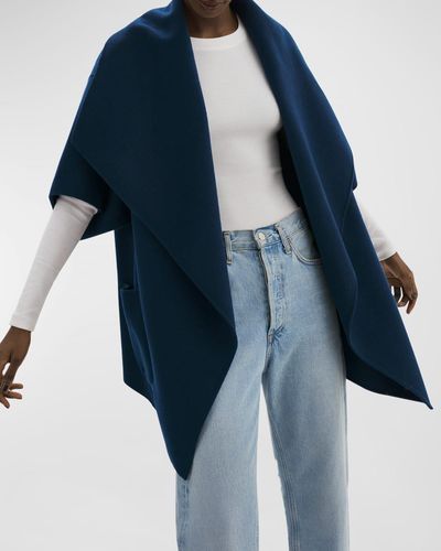 Lamarque Penelope Open-front Double Face Wool-blend Coat - Blue
