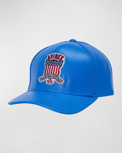 Avirex Icon Leather Baseball Hat - Blue