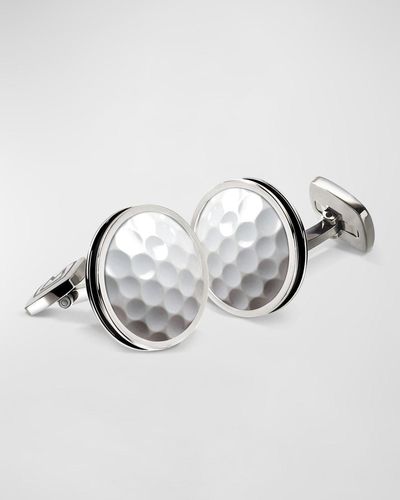M-clip Stainless Steel Golf Ball Round Cufflinks - Metallic