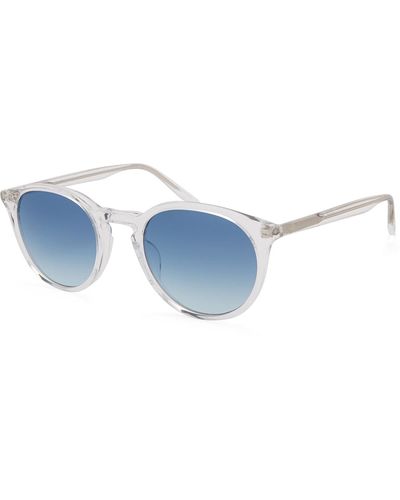 Barton Perreira Round Gradient Transparent Acetate Sunglasses - Blue