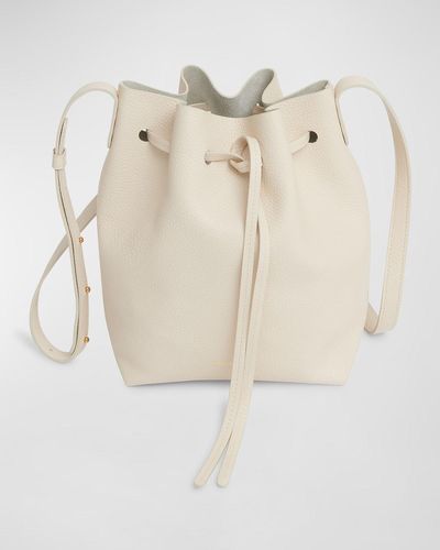 Mansur Gavriel Mini Drawstring Leather Bucket Bag - Natural