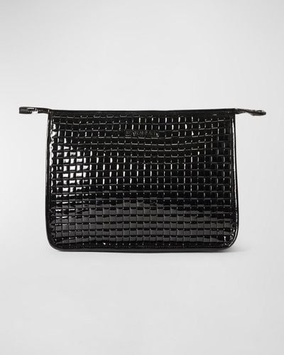 MZ Wallace Woven Patent Leather Clutch Bag - Black
