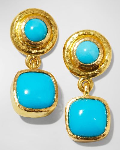 Elizabeth Locke 19k Sleeping Beauty Turquoise Drop Earrings - Blue