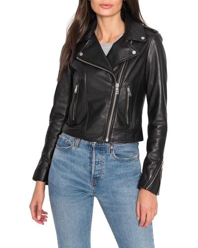 Lamarque Donna Hand-Waxed Leather Moto Jacket - Red