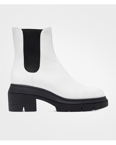 Stuart Weitzman Block-heel Leather Chelsea Boots - White